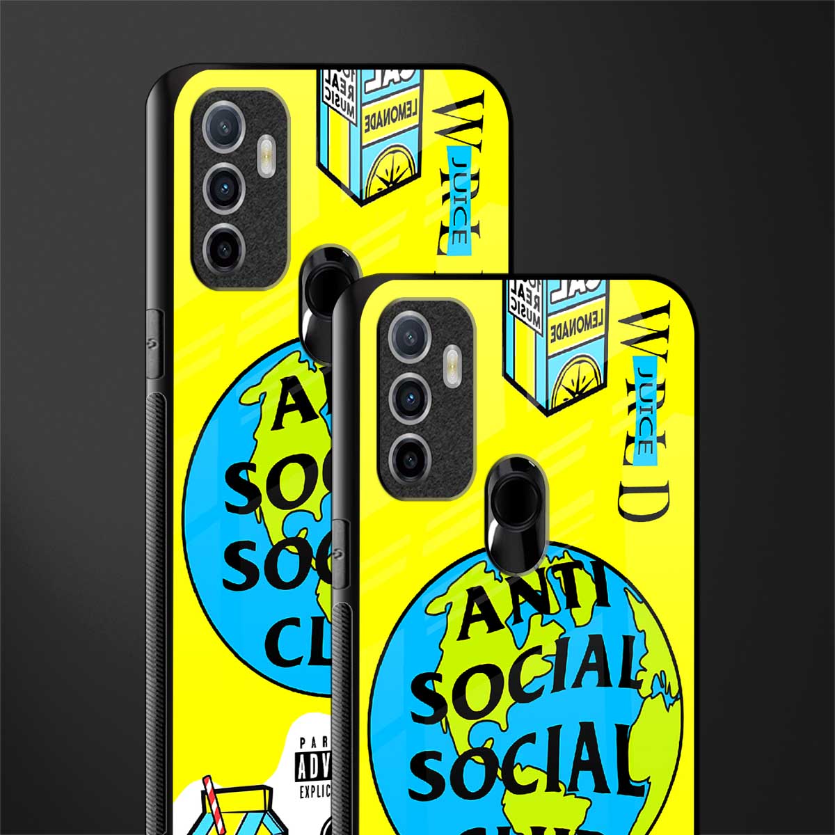 anti social social club x juice wrld glass case for oppo a53 image-2