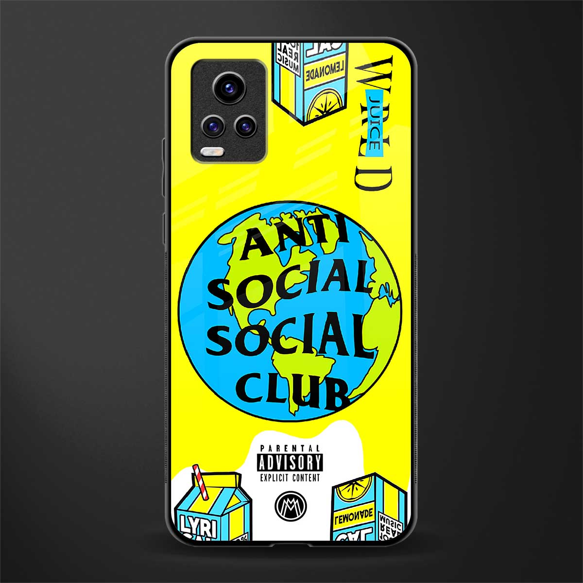 anti social social club x juice wrld glass case for vivo v20 image