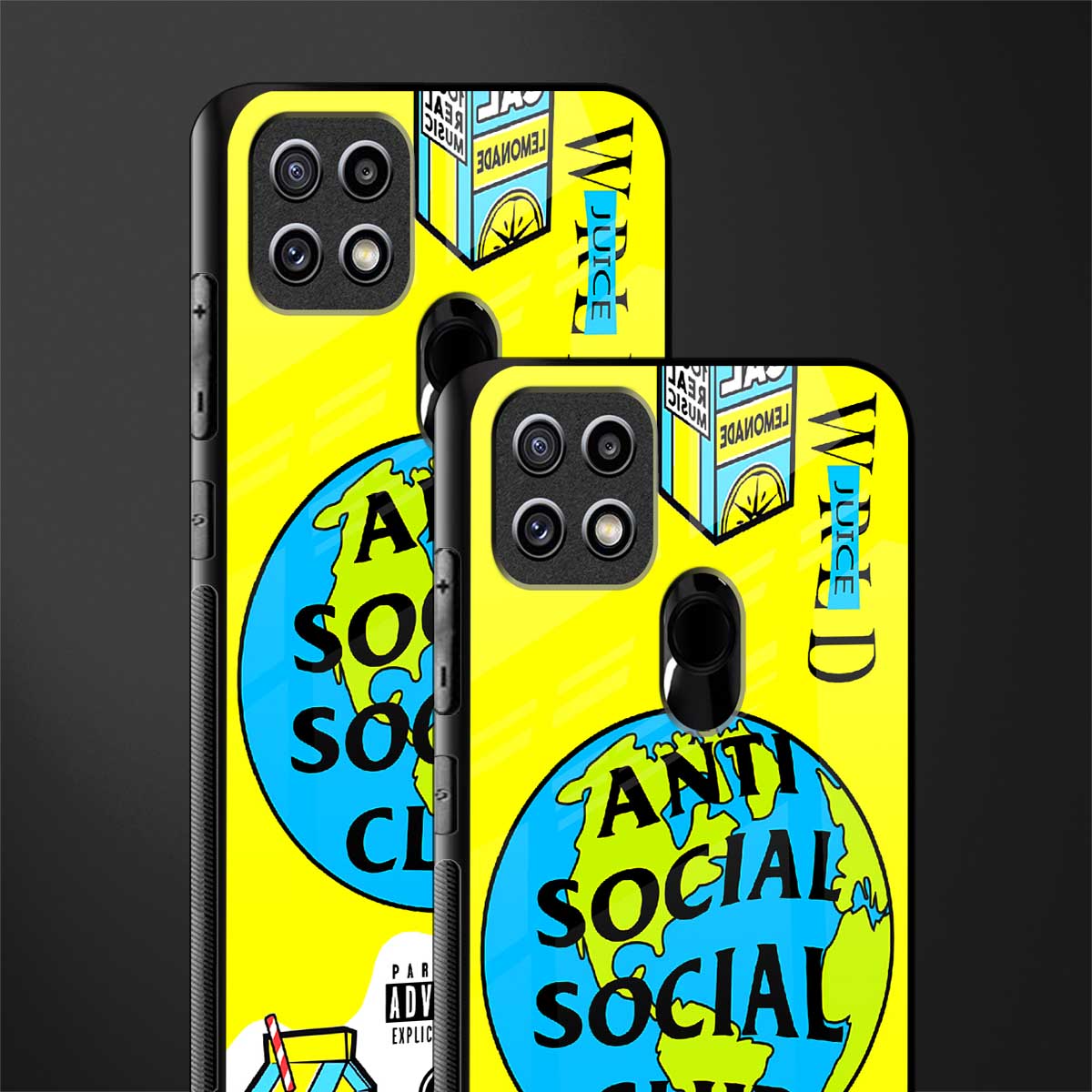 anti social social club x juice wrld glass case for oppo a15s image-2