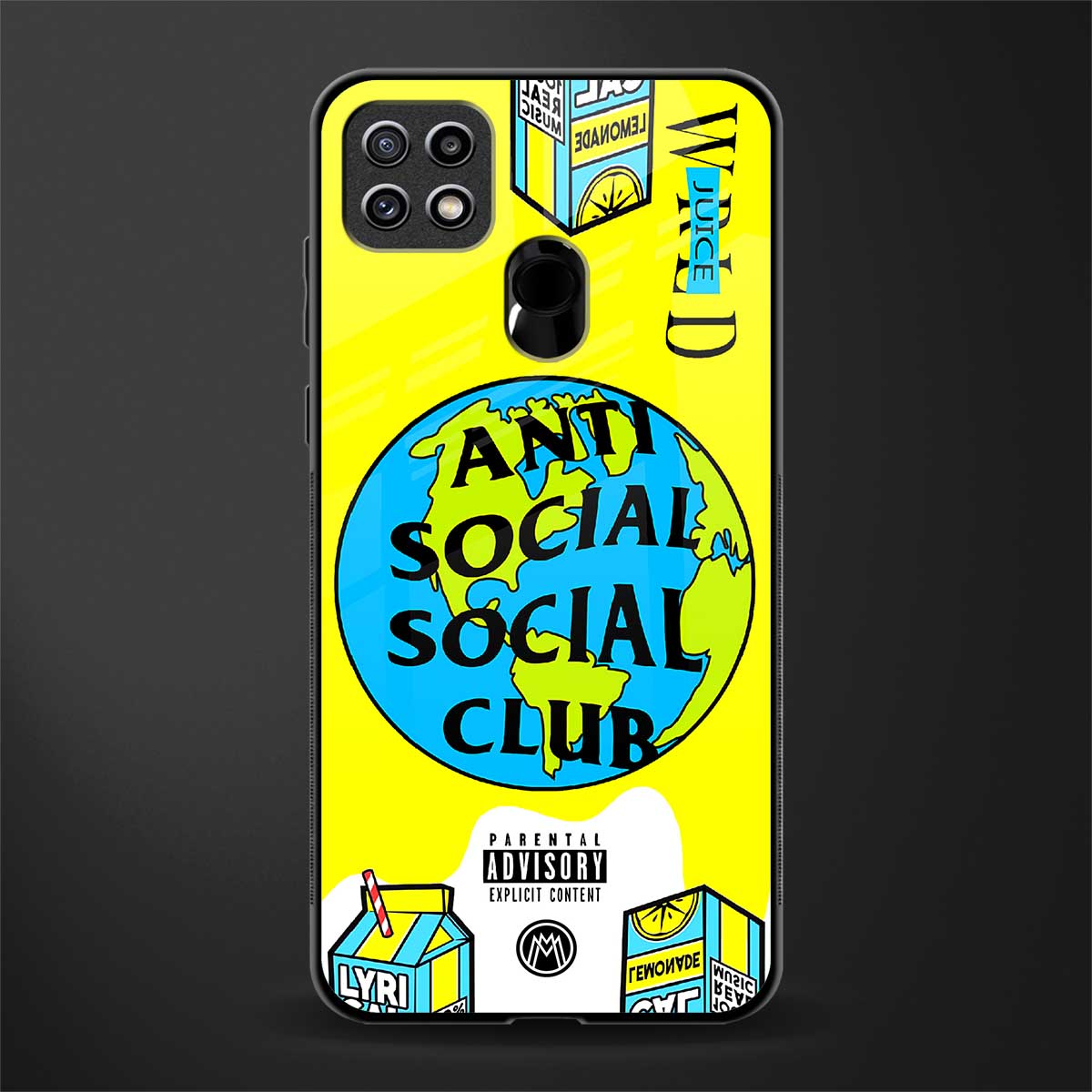 anti social social club x juice wrld glass case for oppo a15s image