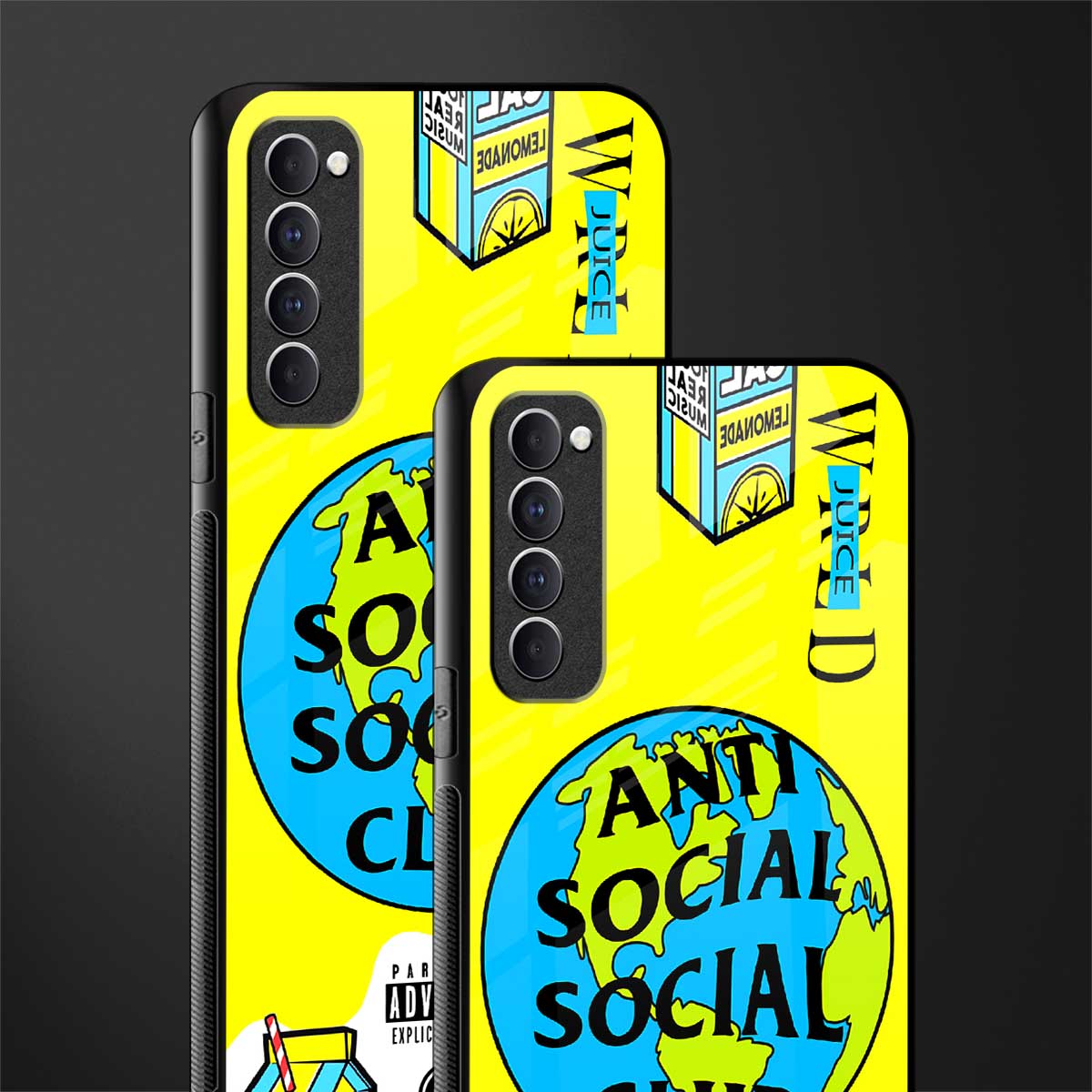 anti social social club x juice wrld glass case for oppo reno 4 pro image-2