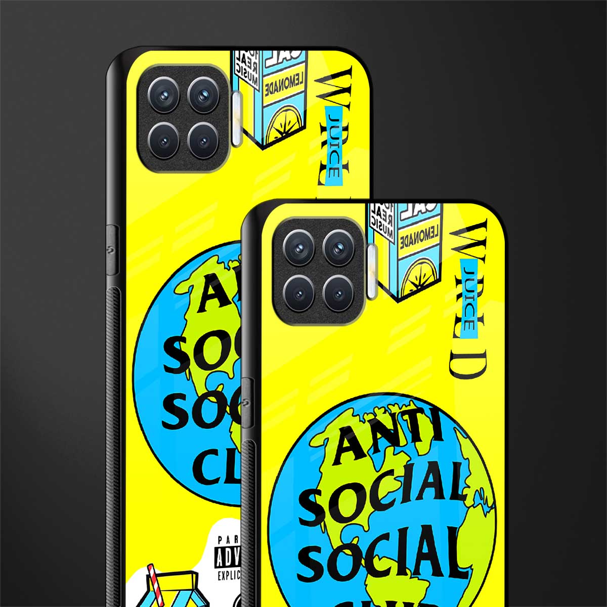 anti social social club x juice wrld glass case for oppo f17 pro image-2