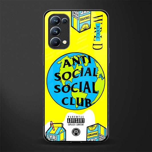 anti social social club x juice wrld glass case for oppo reno 5 pro image