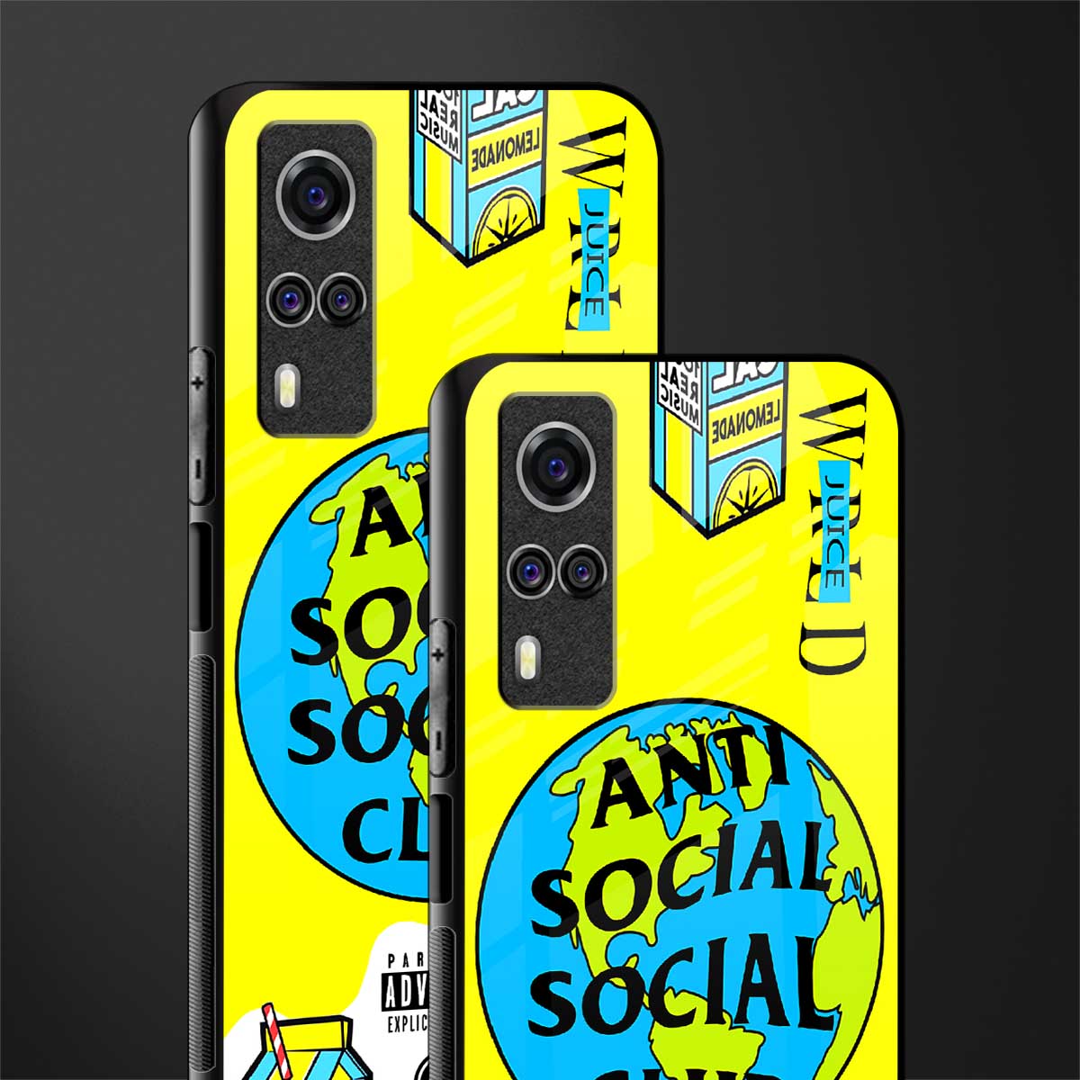 anti social social club x juice wrld glass case for vivo y53s image-2