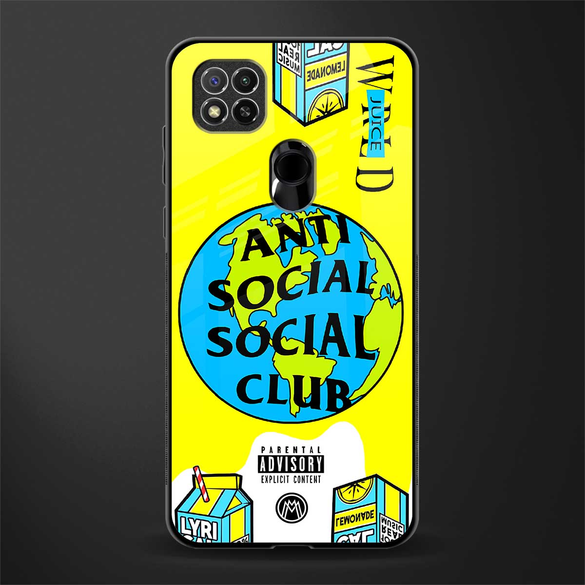 anti social social club x juice wrld glass case for redmi 9c image