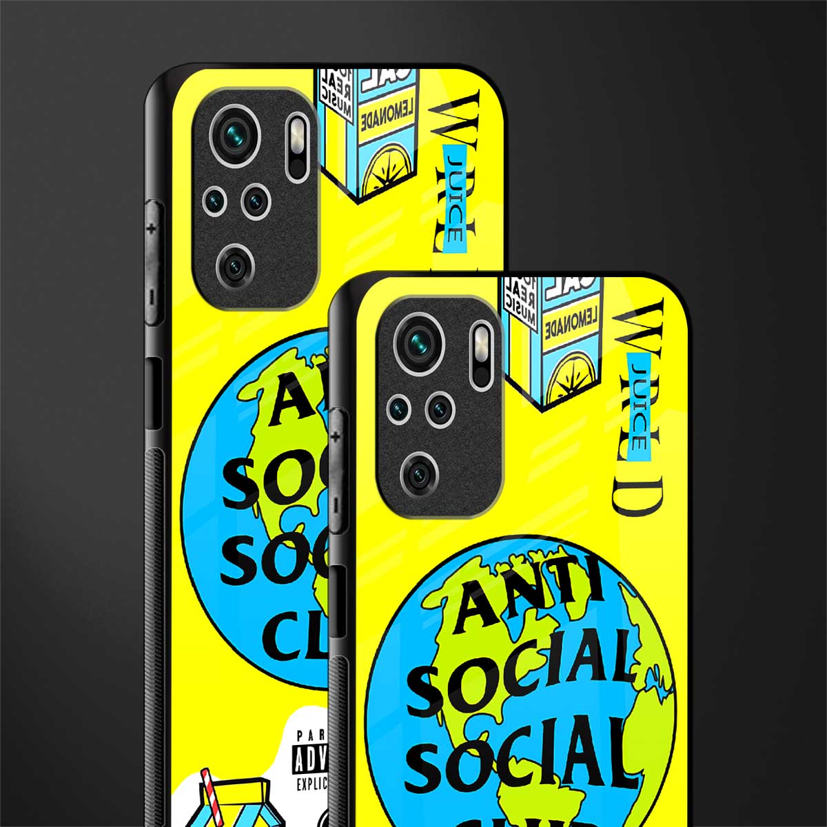 anti social social club x juice wrld glass case for redmi note 10s image-2