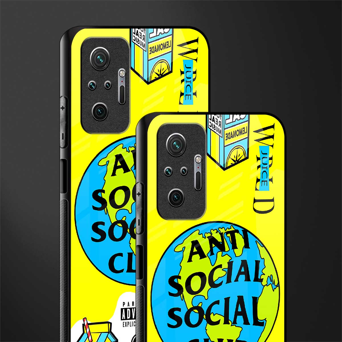 anti social social club x juice wrld glass case for redmi note 10 pro max image-2
