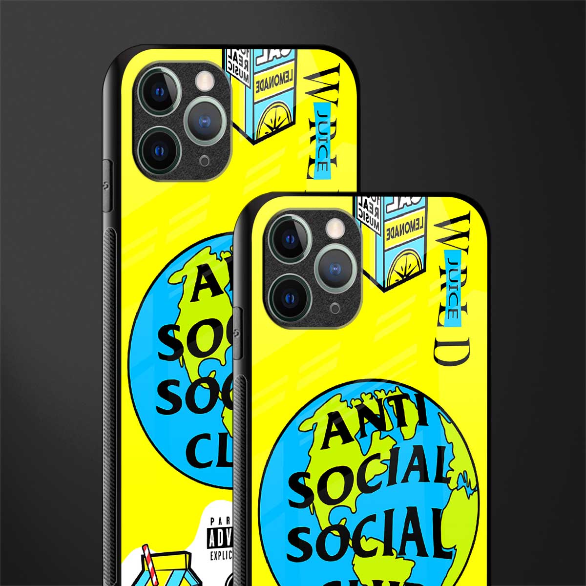anti social social club x juice wrld glass case for iphone 11 pro max image-2