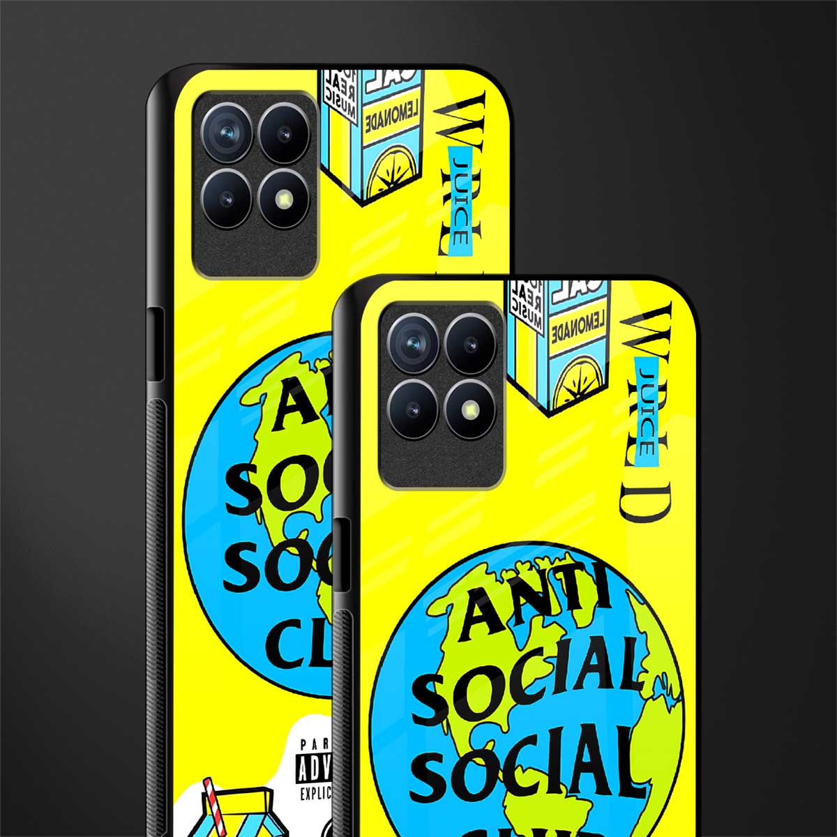 anti social social club x juice wrld glass case for realme 8i image-2