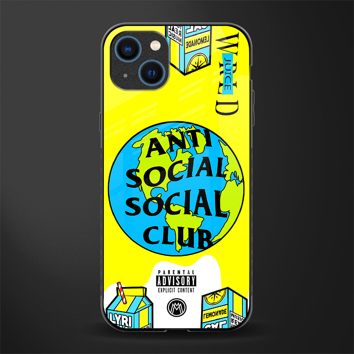 anti social social club x juice wrld glass case for iphone 13 image