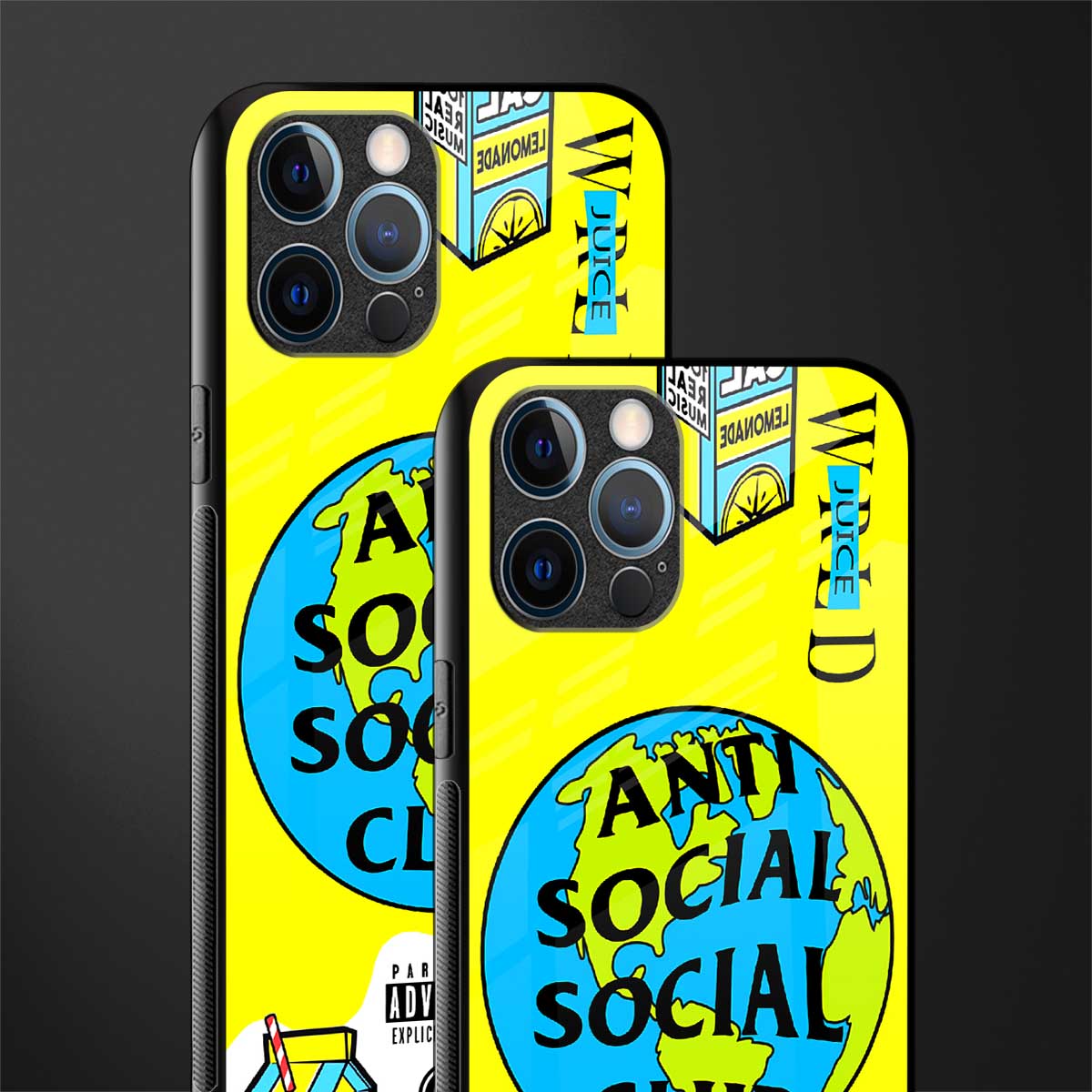 anti social social club x juice wrld glass case for iphone 12 pro max image-2