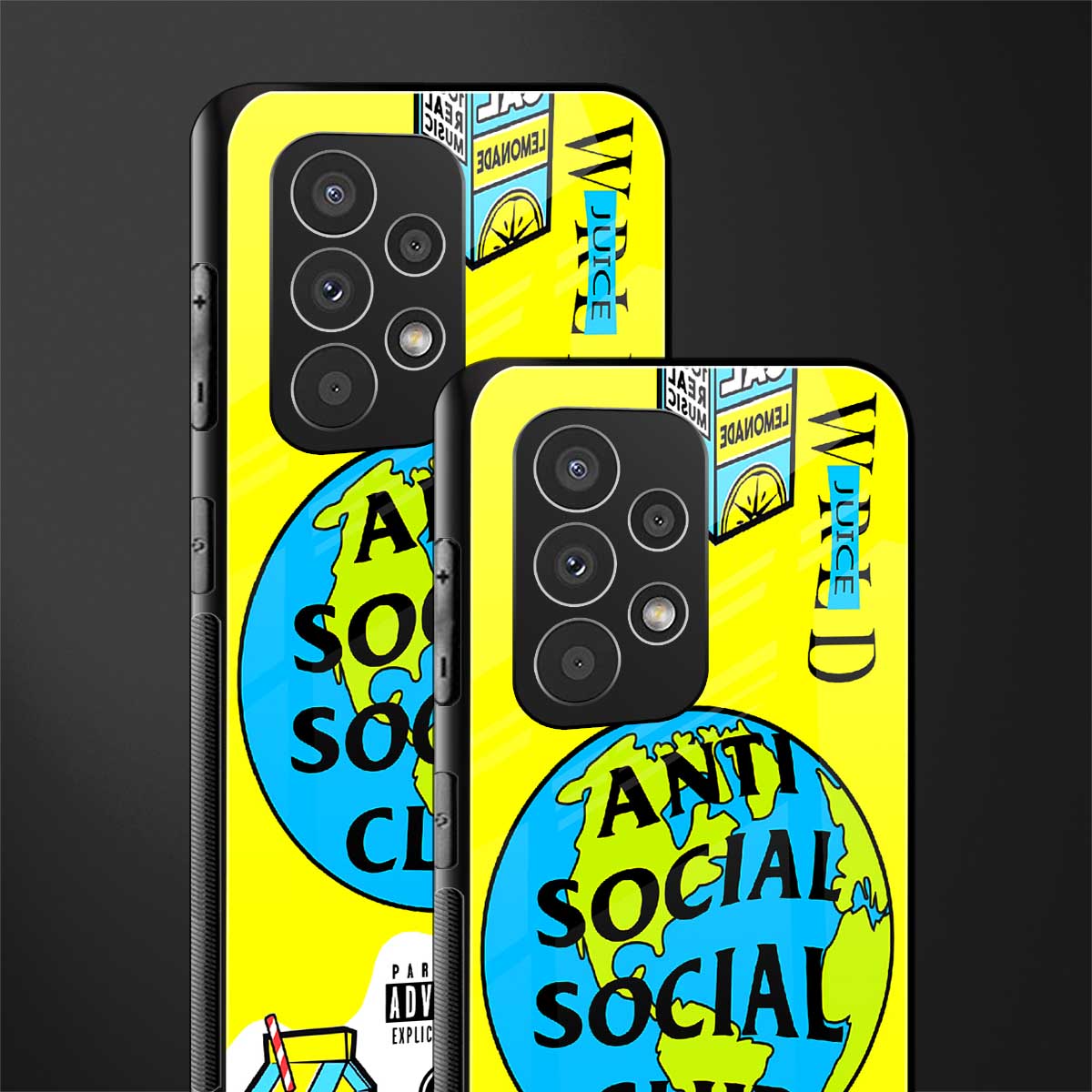 anti social social club x juice wrld back phone cover | glass case for samsung galaxy a23