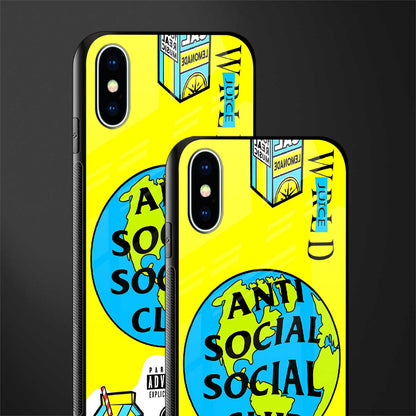 anti social social club x juice wrld glass case for iphone xs image-2