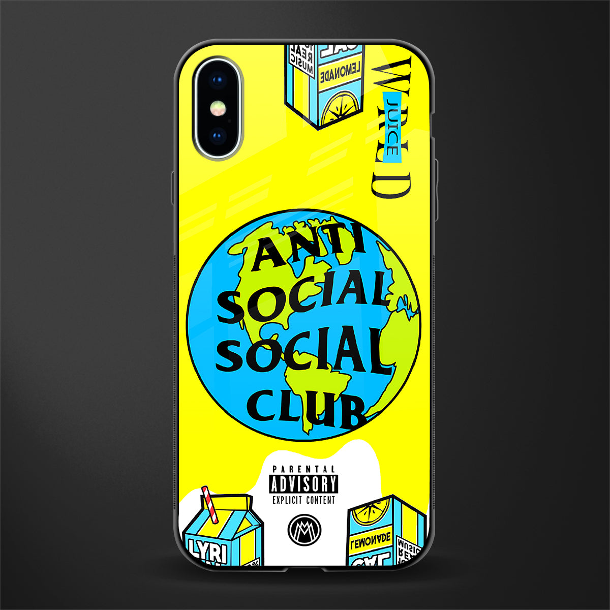 anti social social club x juice wrld glass case for iphone x image