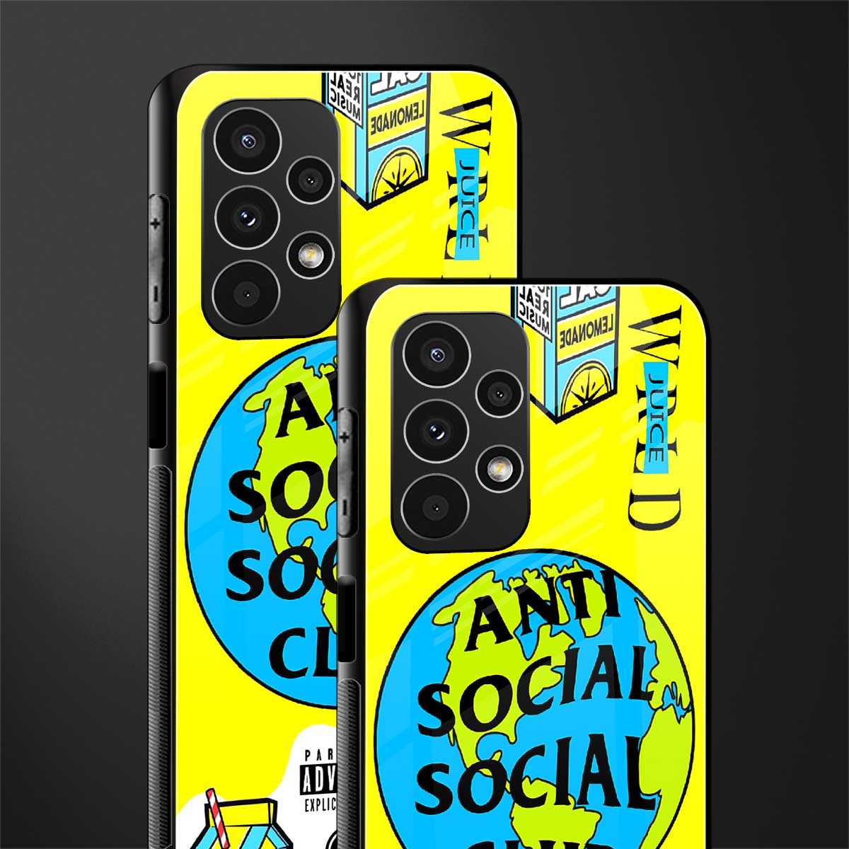 anti social social club x juice wrld back phone cover | glass case for samsung galaxy a13 4g