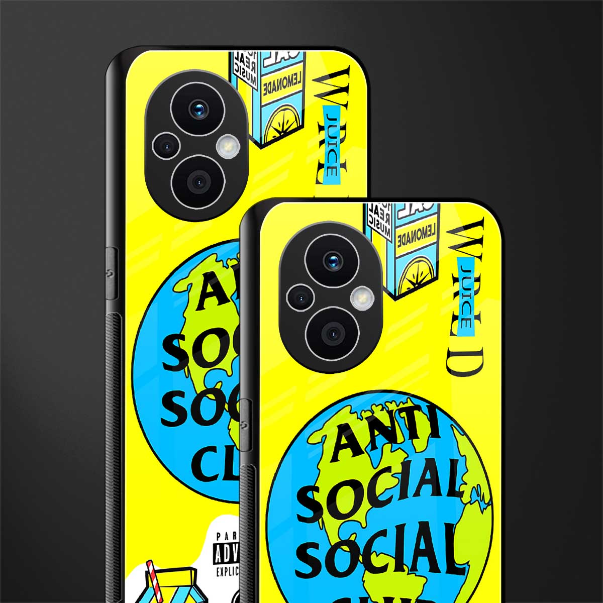 anti social social club x juice wrld back phone cover | glass case for oppo f21 pro 5g
