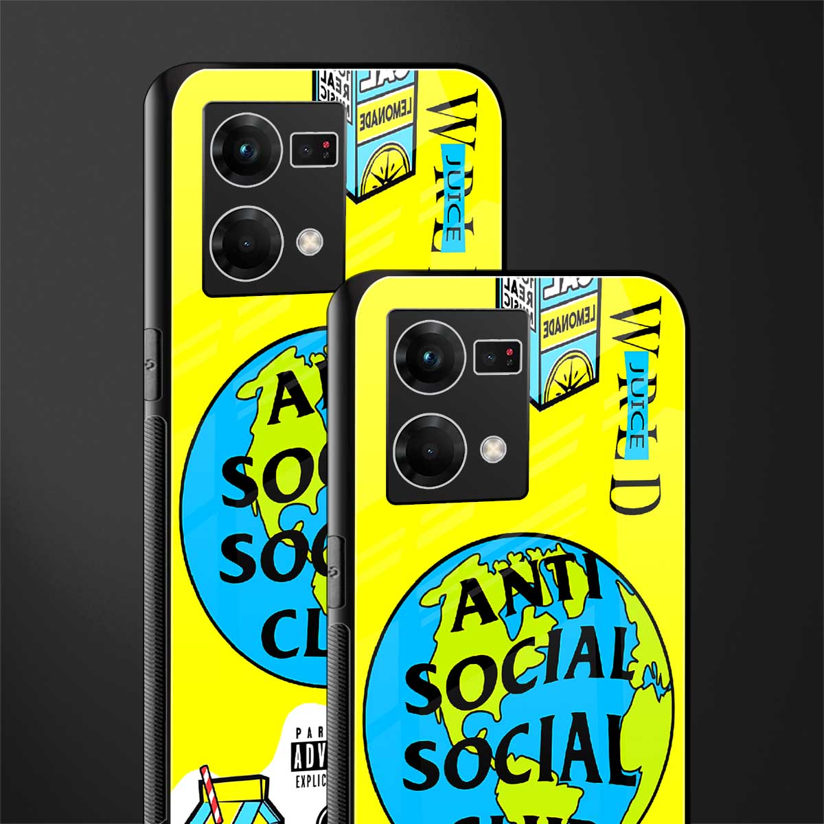 anti social social club x juice wrld back phone cover | glass case for oppo f21 pro 4g