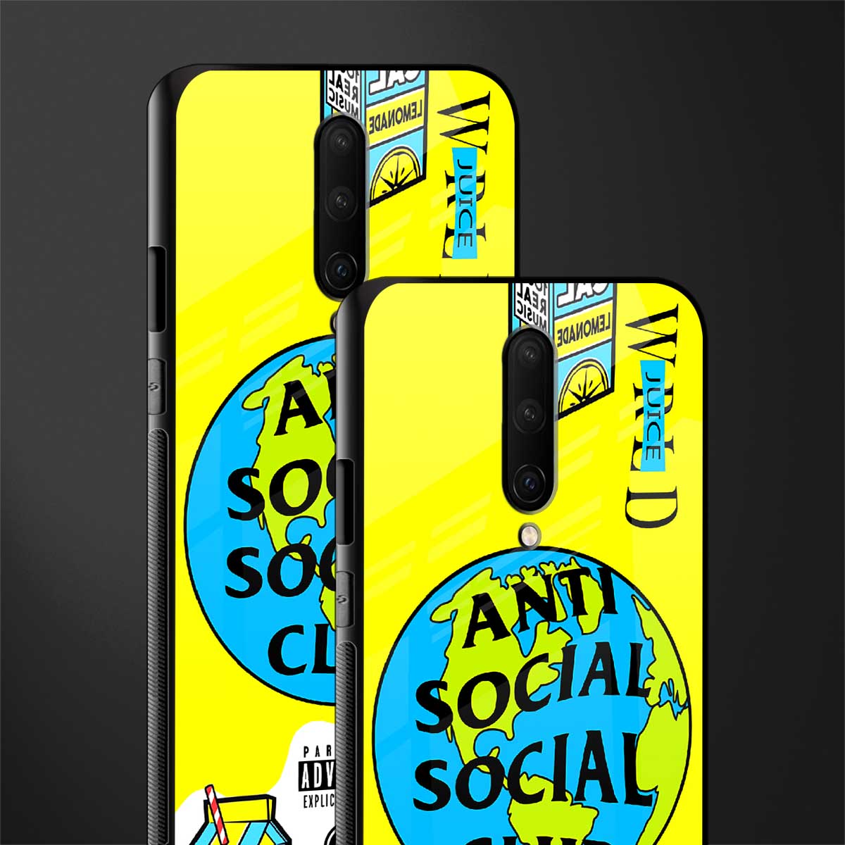 anti social social club x juice wrld glass case for oneplus 7 pro image-2
