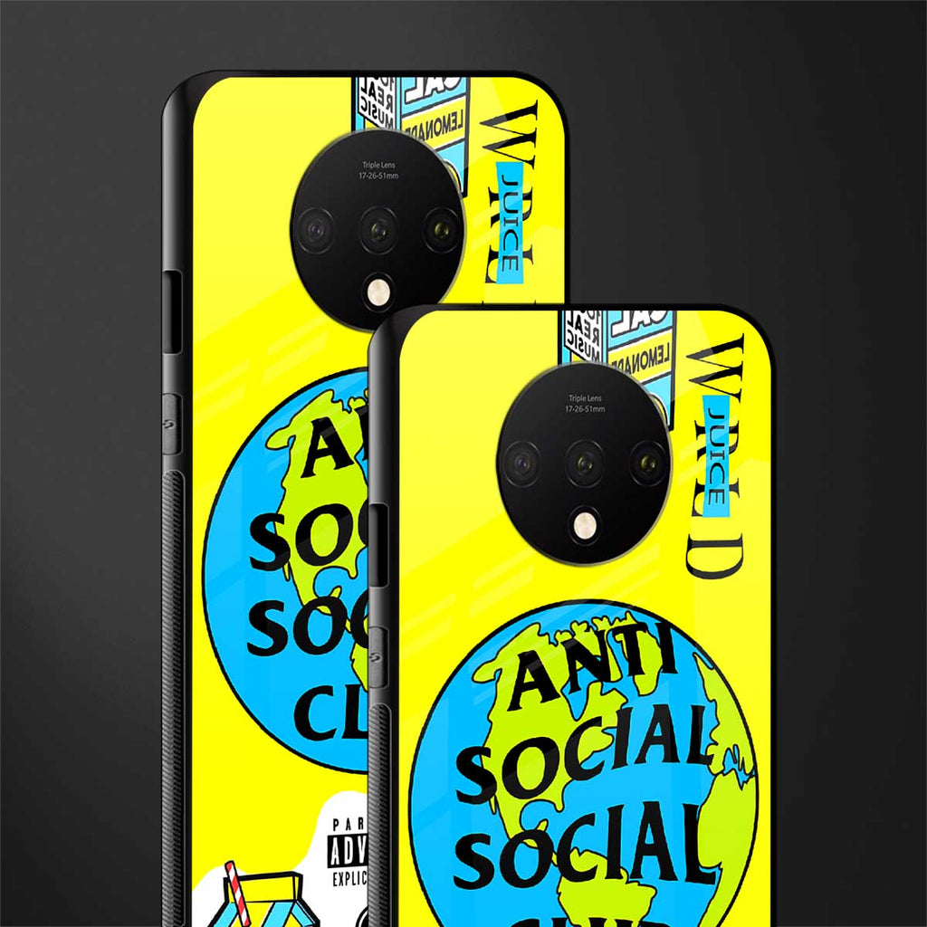 anti social social club x juice wrld glass case for oneplus 7t image-2