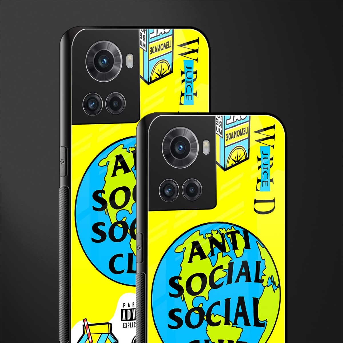anti social social club x juice wrld back phone cover | glass case for oneplus 10r 5g
