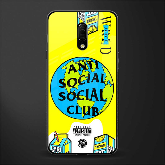anti social social club x juice wrld glass case for oneplus 7 image