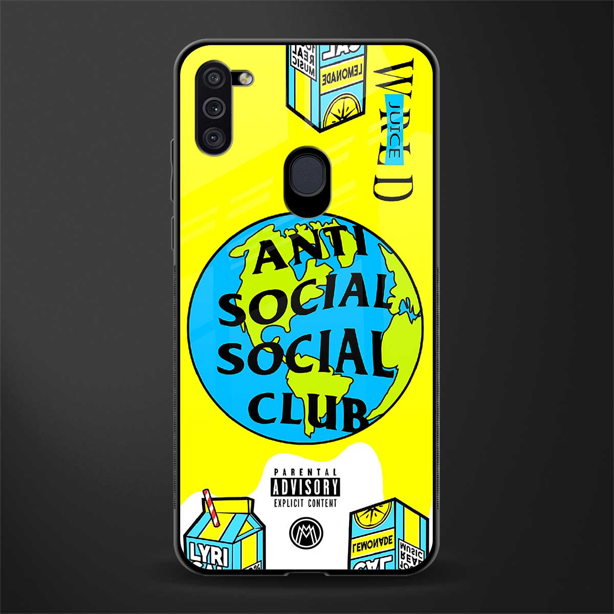 anti social social club x juice wrld glass case for samsung galaxy m11 image
