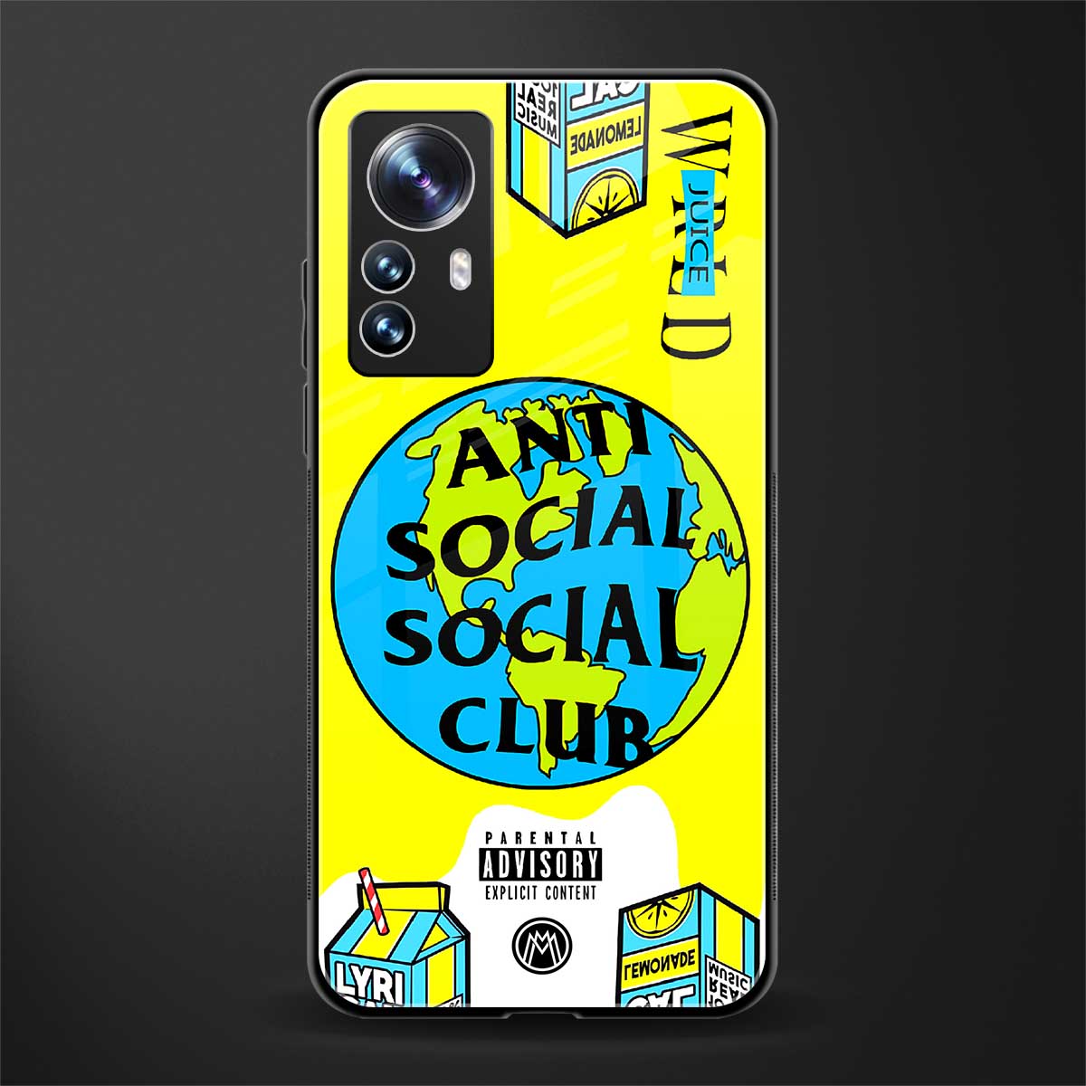 anti social social club x juice wrld back phone cover | glass case for xiaomi 12 pro