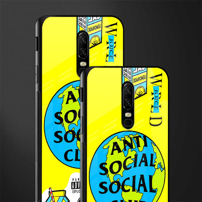 anti social social club x juice wrld glass case for oneplus 6 image-2