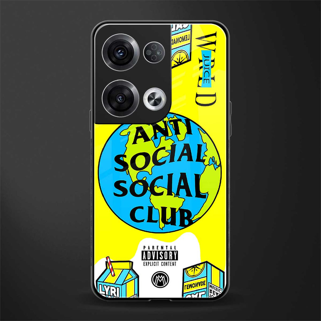 anti social social club x juice wrld back phone cover | glass case for oppo reno 8 pro