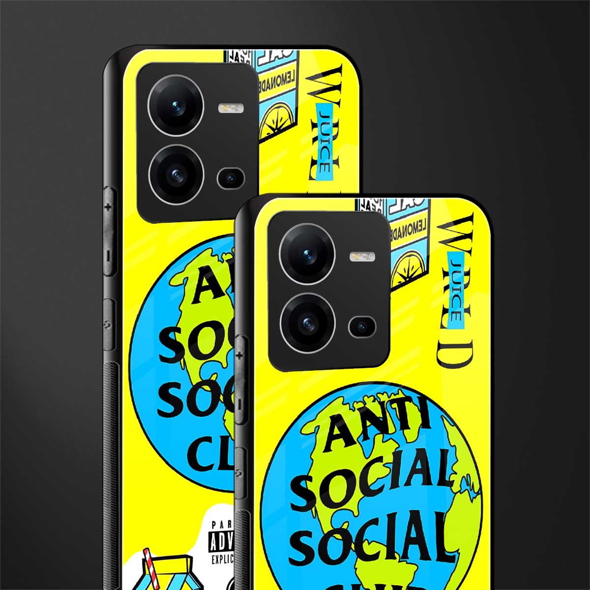 anti social social club x juice wrld back phone cover | glass case for vivo v25-5g
