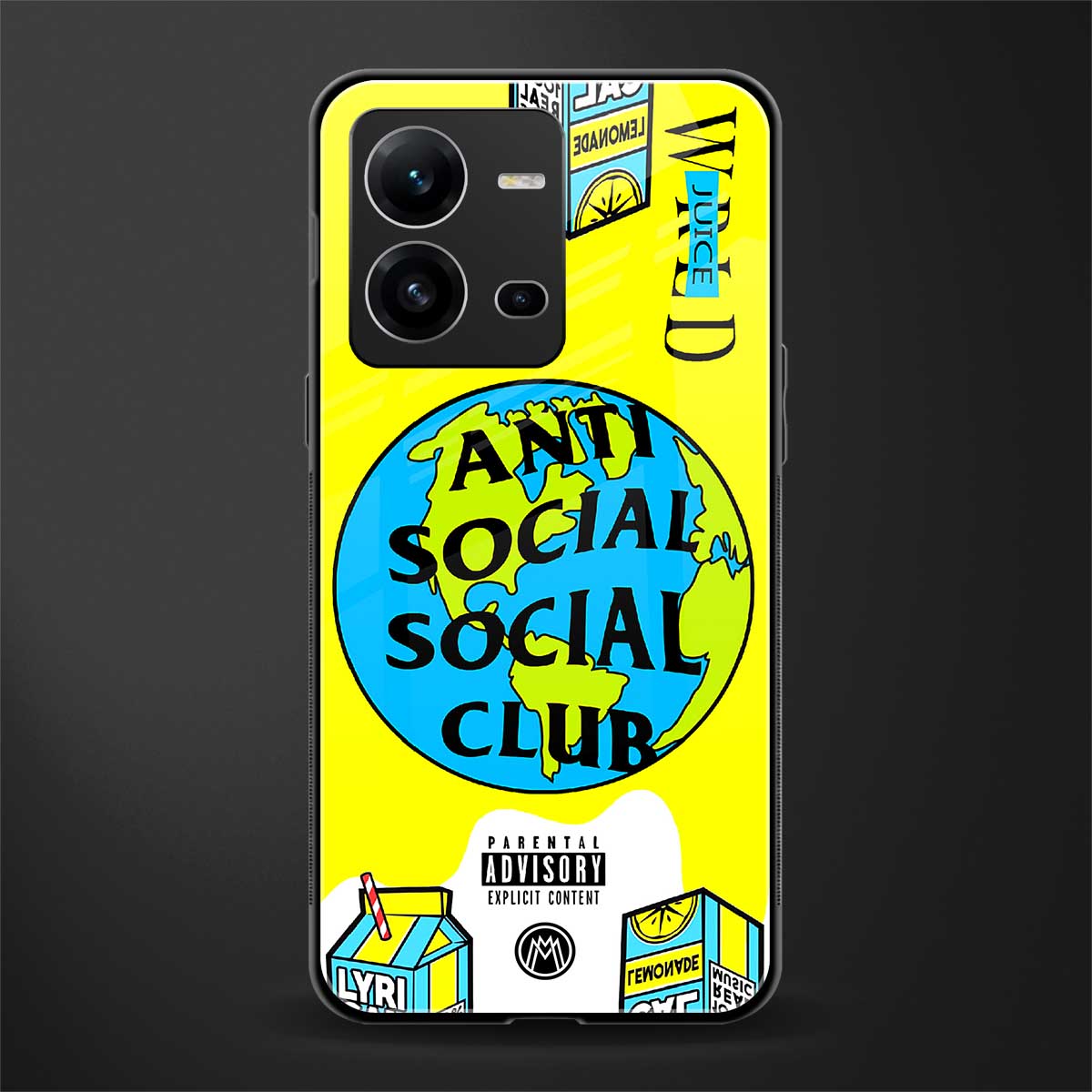 anti social social club x juice wrld back phone cover | glass case for vivo v25-5g