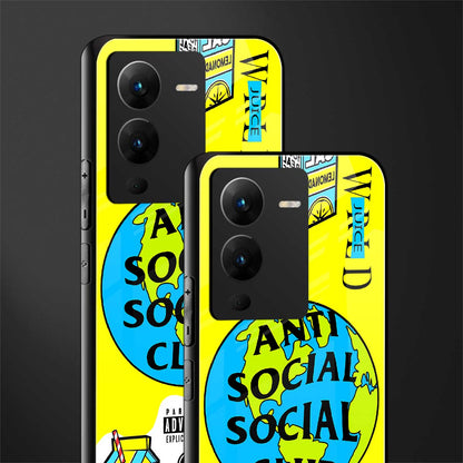 anti social social club x juice wrld back phone cover | glass case for vivo v25 pro 5g