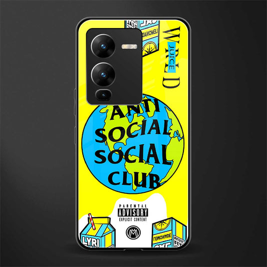anti social social club x juice wrld back phone cover | glass case for vivo v25 pro 5g