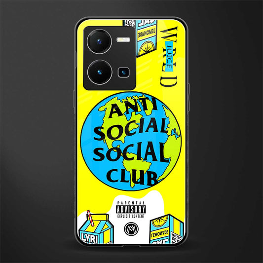 anti social social club x juice wrld back phone cover | glass case for vivo y35 4g