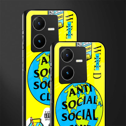 anti social social club x juice wrld back phone cover | glass case for vivo y22