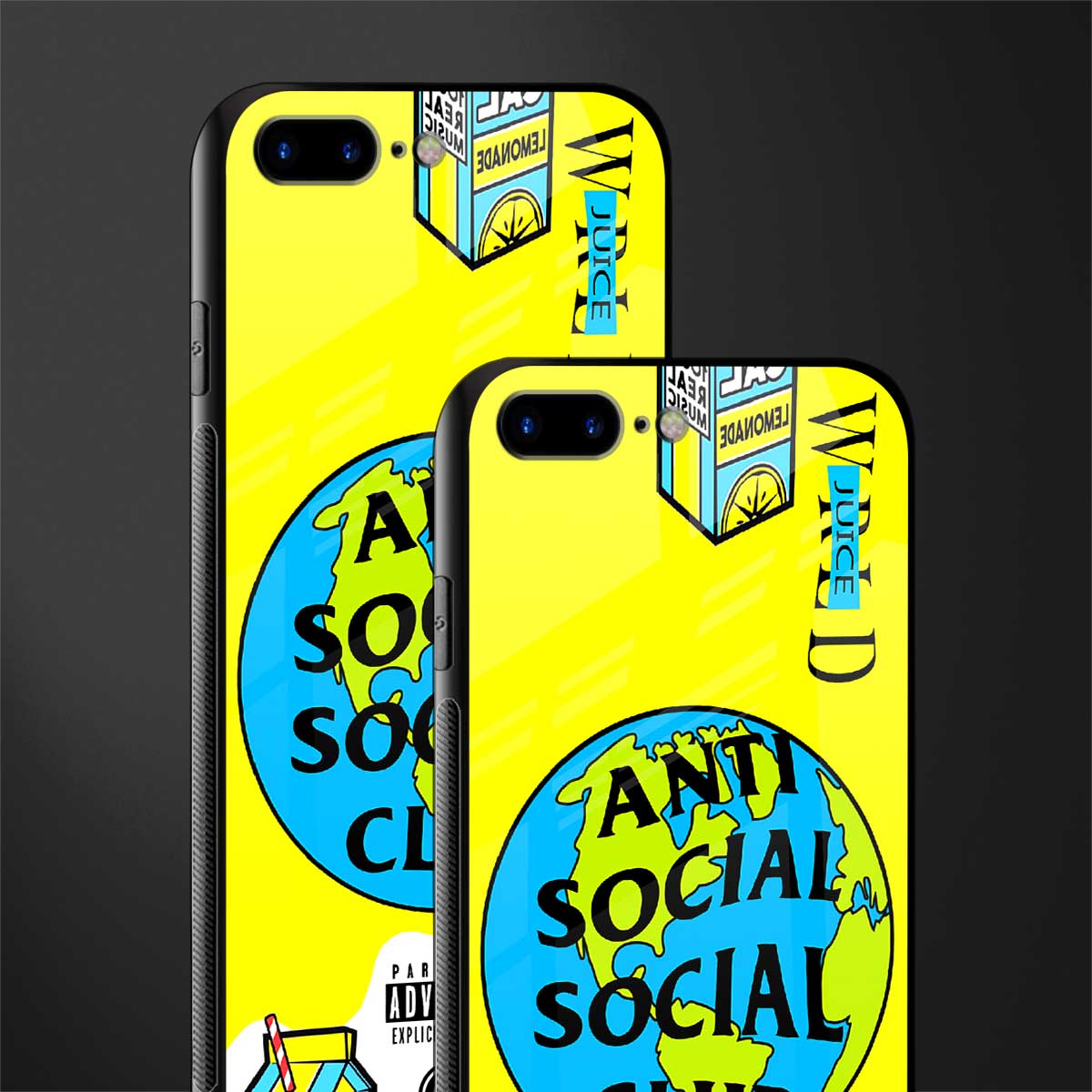 anti social social club x juice wrld glass case for iphone 8 plus image-2
