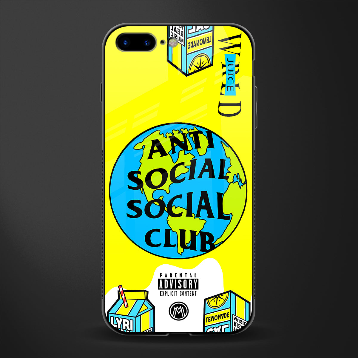 anti social social club x juice wrld glass case for iphone 7 plus image