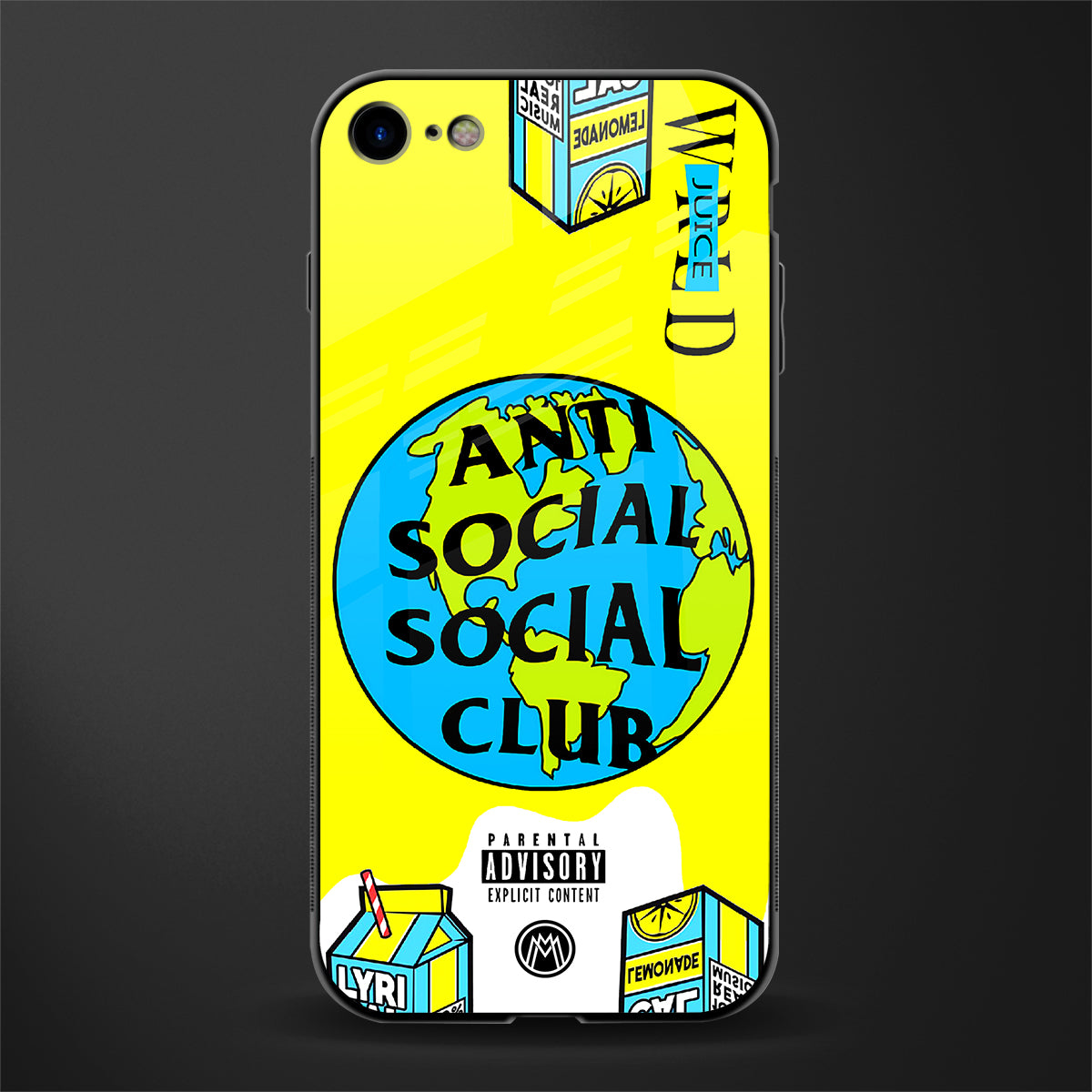 anti social social club x juice wrld glass case for iphone se 2020 image