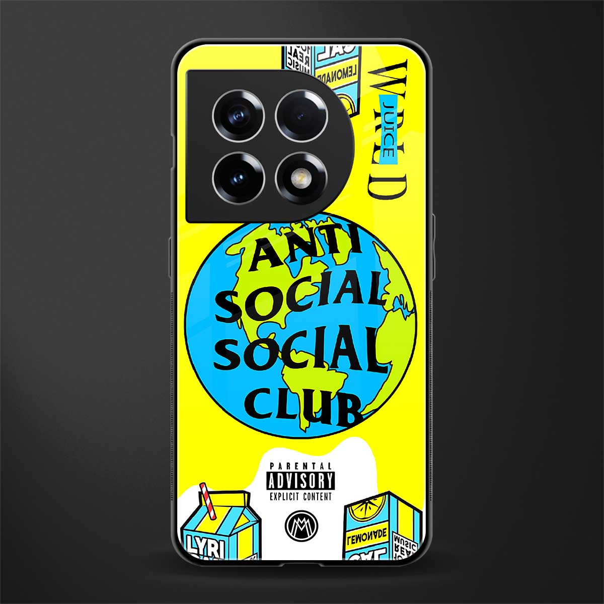anti social social club x juice wrld back phone cover | glass case for oneplus 11
