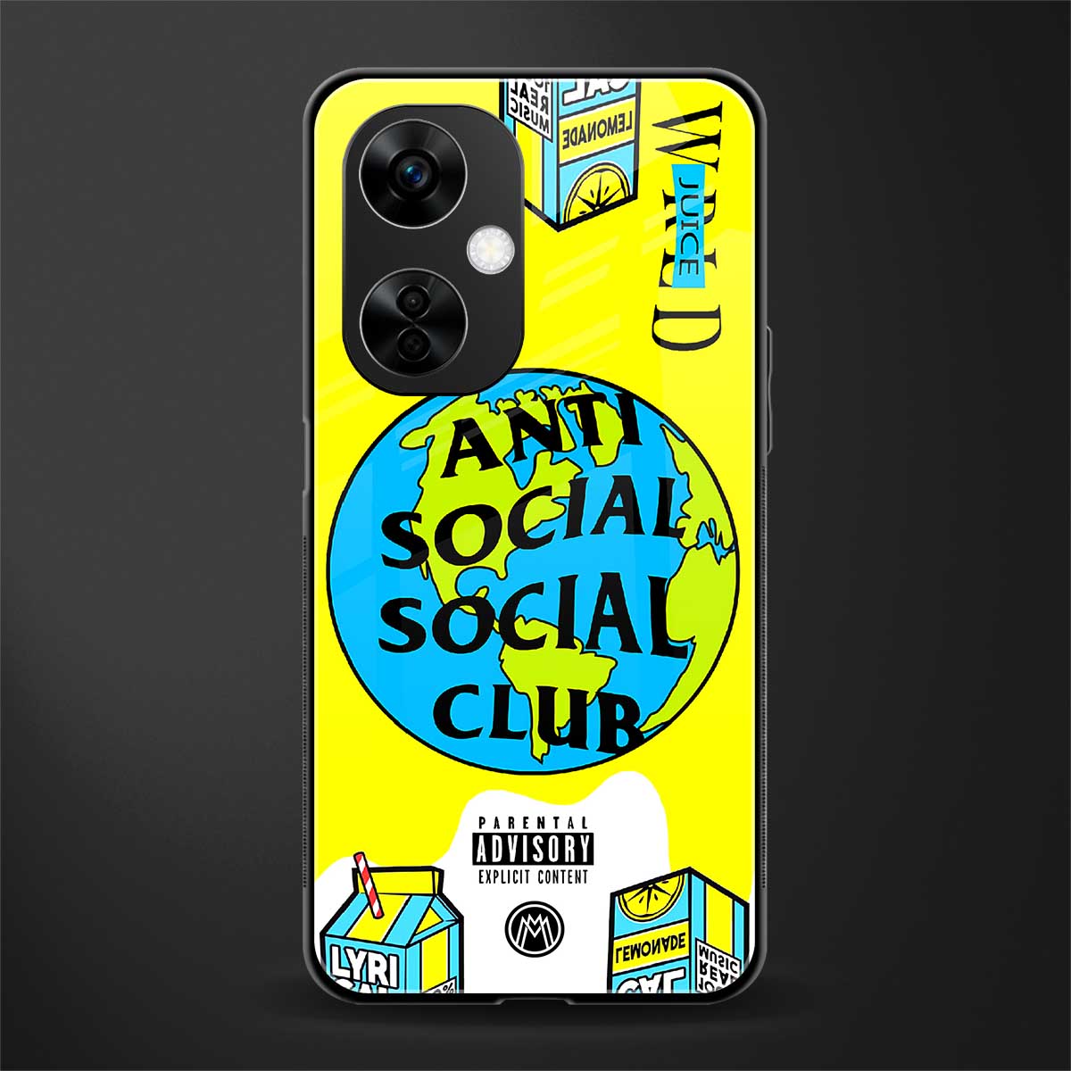 anti social social club x juice wrld back phone cover | glass case for oneplus nord ce 3 lite