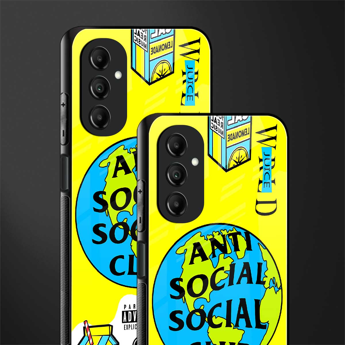 anti social social club x juice wrld back phone cover | glass case for samsung galaxy a14 5g