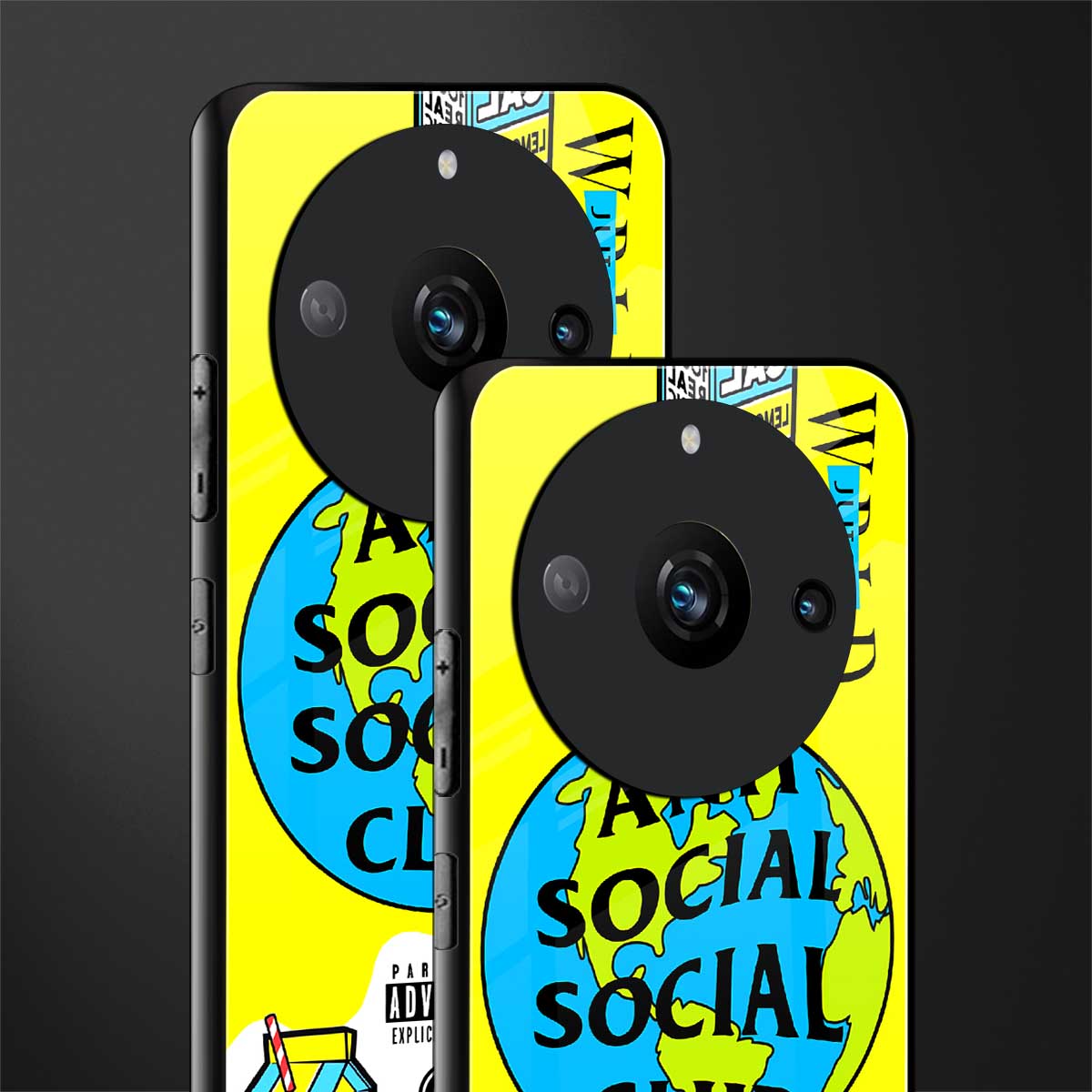 anti social social club x juice wrld back phone cover | glass case for realme 11 pro 5g