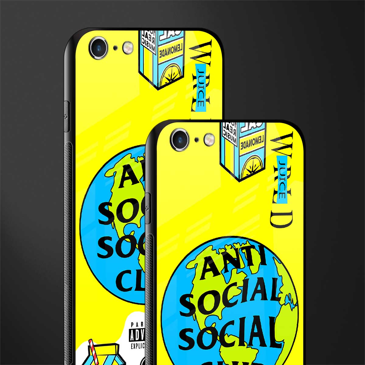anti social social club x juice wrld glass case for iphone 6 image-2