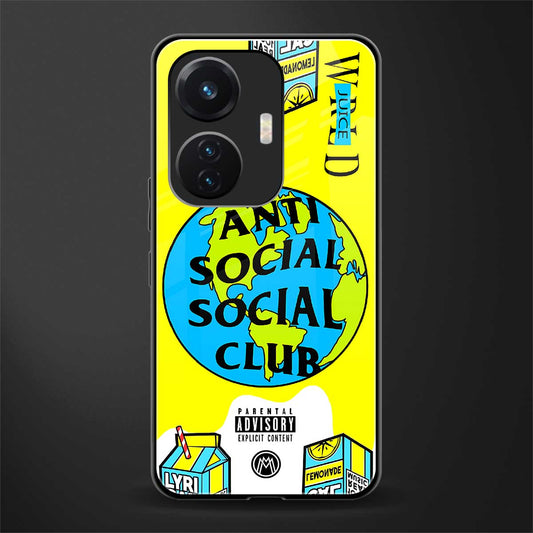 anti social social club x juice wrld back phone cover | glass case for vivo t1 44w 4g