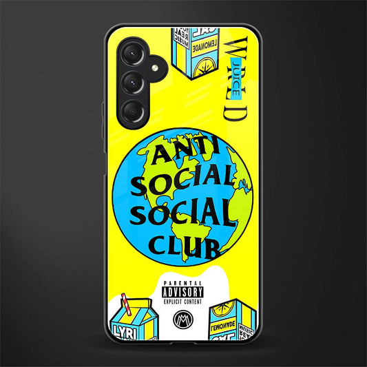 anti social social club x juice wrld back phone cover | glass case for samsun galaxy a24 4g
