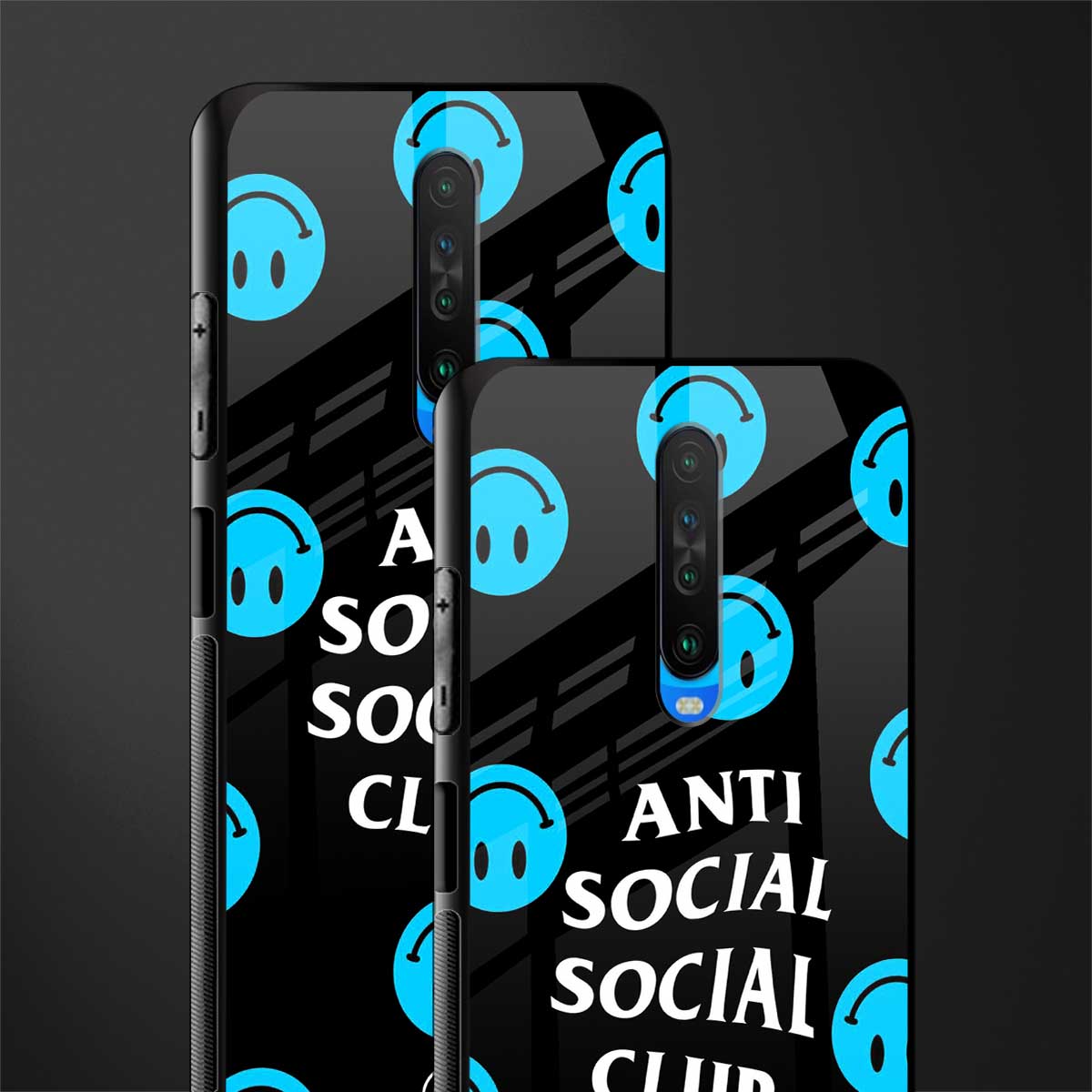 anti social social club x smileys glass case for poco x2 image-2