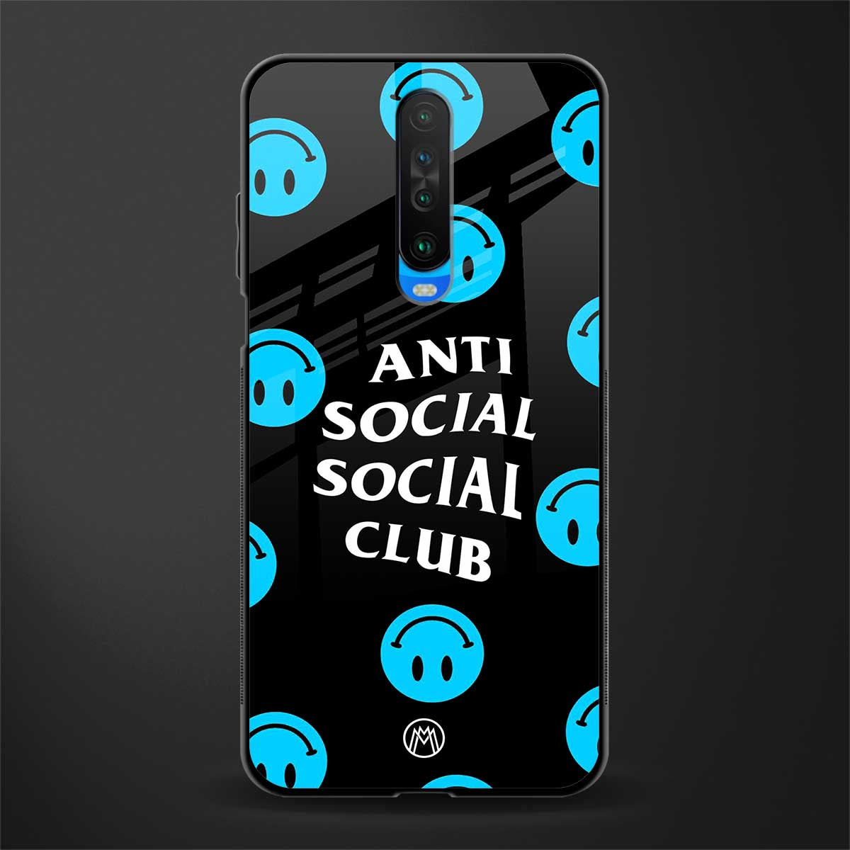 anti social social club x smileys glass case for poco x2 image