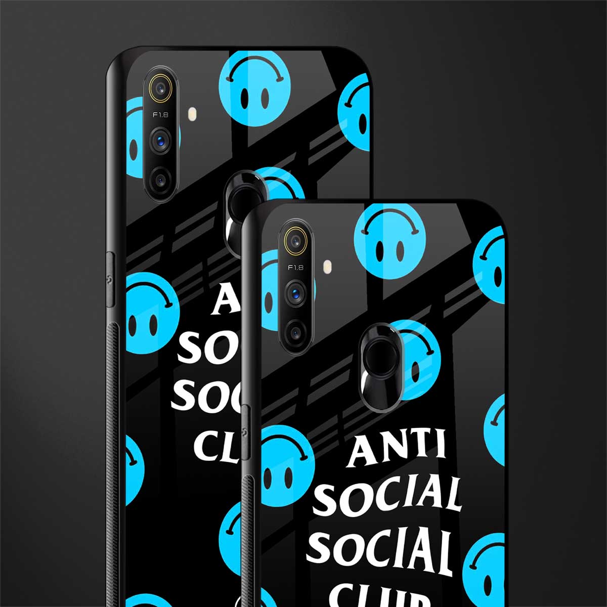anti social social club x smileys glass case for realme narzo 10a image-2