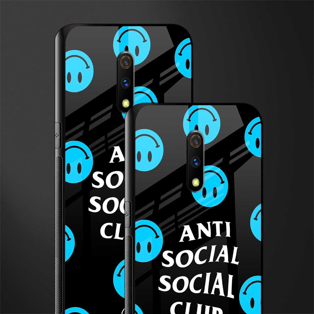 anti social social club x smileys glass case for oppo k3 image-2