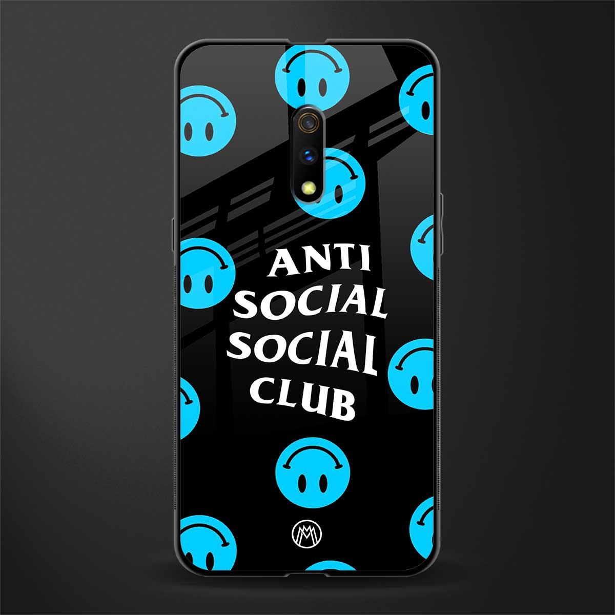 anti social social club x smileys glass case for oppo k3 image
